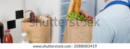 express delivery of groceries to your refrigerator, long photo