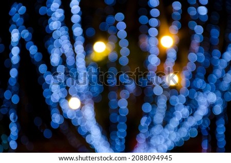Blue and yellow light bokeh abstract background