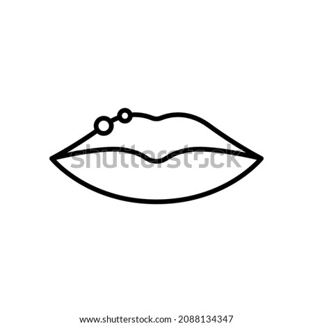 Herpes Infection on Lips Line Icon. Blister, Pimple, Acne and Rash on Lips Outline Icon. Herpes Virus Disease. Editable Stroke. Isolated Vector Illustration. Royalty-Free Stock Photo #2088134347