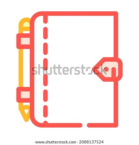 diary with pen color icon vector. diary with pen sign. isolated symbol illustration
