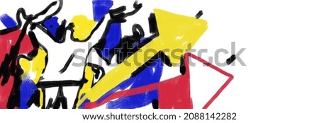 Funny choose your direction, character facing multiple arrows, clip art with graffiti. grunge painting, intense color. Graffiti for book, cover and print