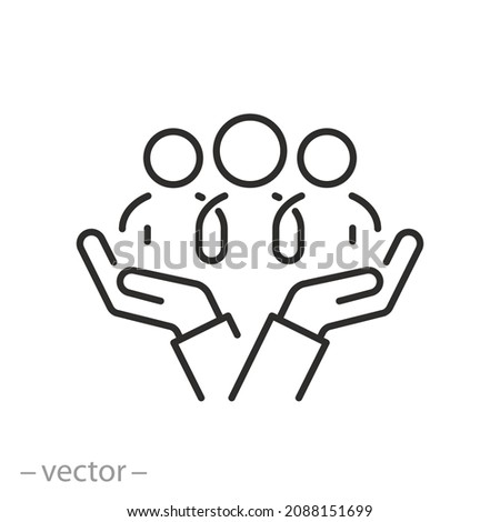 inclusion social equity icon, help or support employee, gender equality, community care, age and culture diversity, people group save, thin line symbol - editable stroke vector illustration Royalty-Free Stock Photo #2088151699