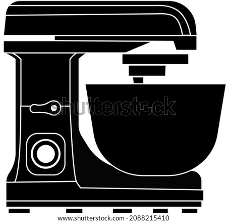 Kitchen mixer. Black silhouette mixer on a white background. Cooking.