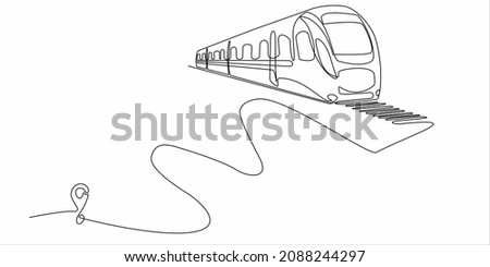 
Continuous line drawing of railroad track line vector icon of a train station route with starting point and one line trail - Vector illustration. - Vector Royalty-Free Stock Photo #2088244297