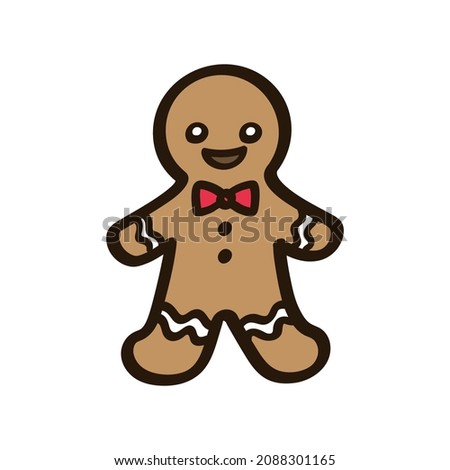 Gingerbread man with bow tie doodle clipart