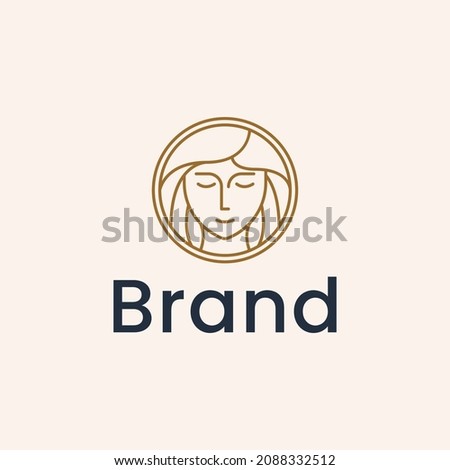 woman line outline logo vector