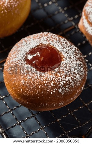 Homemade Jewish Sufganiyot Jelly Donuts with Powdered Sugar