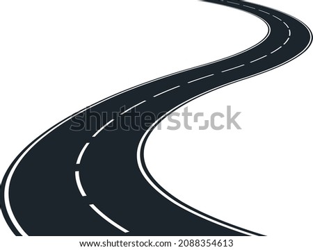 asphalt road, winding way - vector illustration