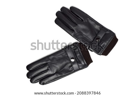 Winter leather gloves for men isolated on white