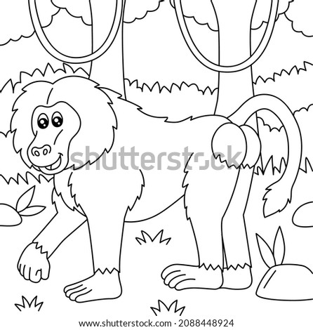 Baboon Coloring Page for Kids
