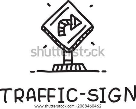 Traffic-sign. Traffic-sign with the arrow on the right. Sketchy hand-drawn vector illustration.