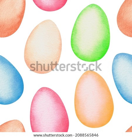 Easter eggs seamless pattern. Watercolor vintage illustration. Isolated on a white background.