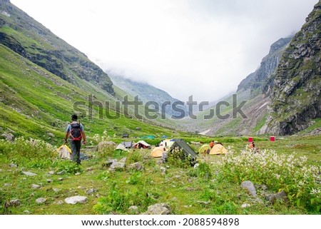 Landscapes of Hampta Pass Trek, Himachal Pradesh, India. Royalty-Free Stock Photo #2088594898