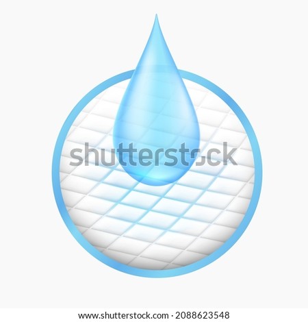 Excellent water absorption sheet icon. Used for advertising Baby and adult diapers, lining pads, pet absorbent pads, sanitary napkins. Realistic EPS file. Royalty-Free Stock Photo #2088623548