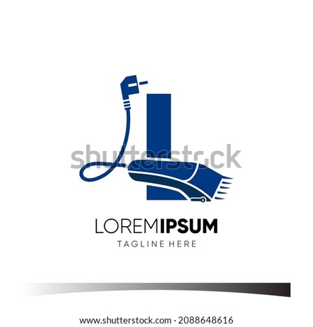 Letter L Hair Clipper Logo Design Vector Icon Graphic Emblem Illustration