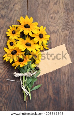 bouquet of yellow daisies, background for text