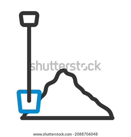 Icon Of Construction Shovel And Sand. Editable Bold Outline With Color Fill Design. Vector Illustration.