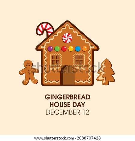 Gingerbread House Day illustration. Christmas gingerbread cookies icon set. Gingerbread House Day Poster, December 12. Important day