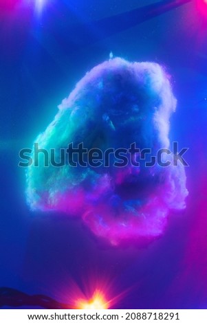 Bright colorful number 4 on multicolored predominantly blue background