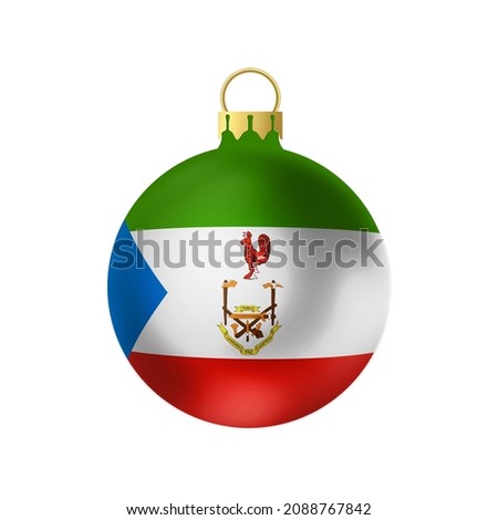 National Christmas ball. Fur- tree classic round toy on white background. Equatorial Guinea