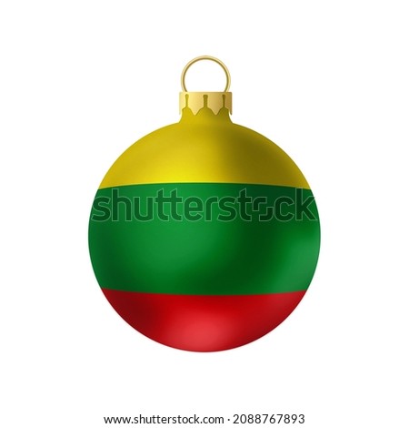 National Christmas ball. Fur- tree classic round toy on white background. Ghana