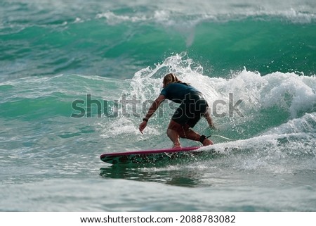 surfing on the small waves