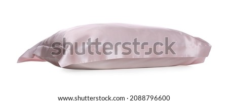 Soft beige silk pillow isolated on white Royalty-Free Stock Photo #2088796600