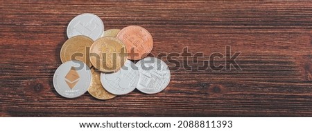 Banner web Bitcoin BTC Cryptocurrency Coins. Stock Market Concept.