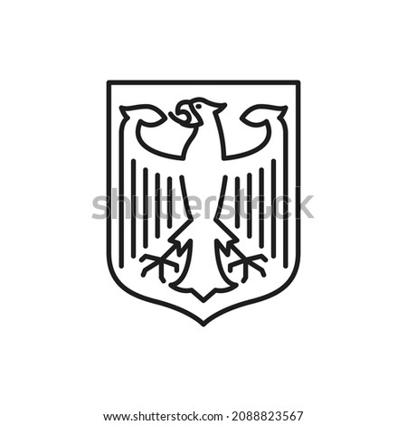 German eagle banner flag of Deutschland isolated outline icon. Vector symbol of Germany, Reichsadler imperial heraldic eagle, used by Holy Roman Emperors and in modern coats of arms of Germany