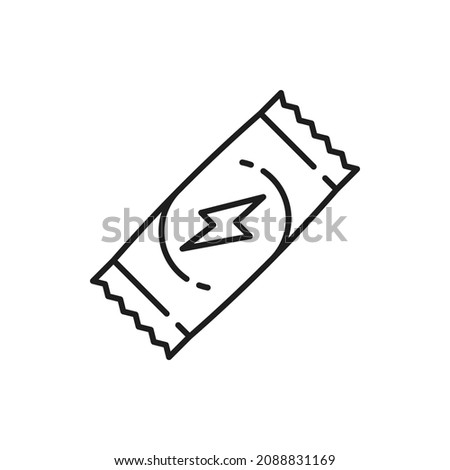 Energetic or protein bar outline icon. Sport nutrition, calorie food and dieting thin line vector symbol. Fitness and healthy lifestyle pictogram or diet nutrition minimalistic sign
