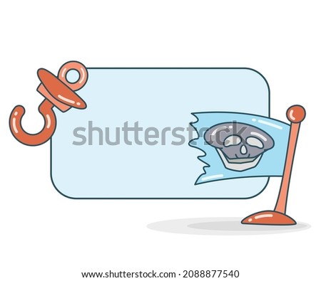 blank note board with skull flag and hook vector illustration