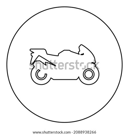 Motorbike silhouette motorcycle sport bike icon in circle round black color vector illustration image outline contour line thin style simple