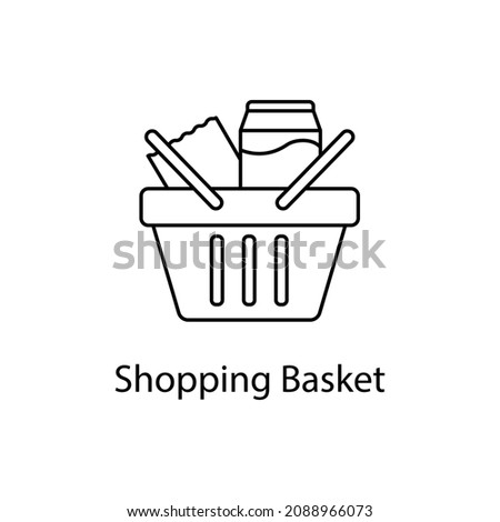 Shopping Basket vector outline icon for web design isolated on white background