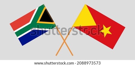 Crossed flags of South Africa and Tigray. Official colors. Correct proportion