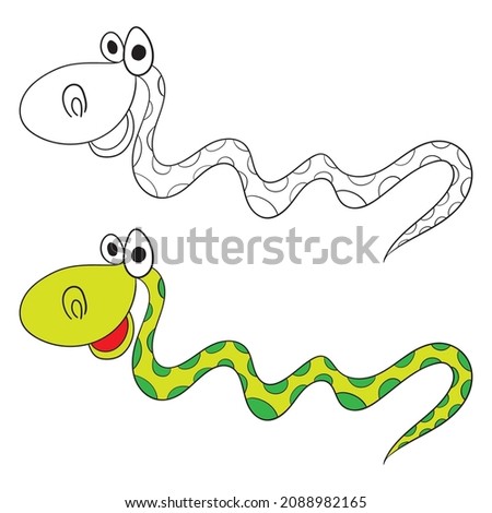 Cute smiling snake isolated icon on white background. Vector illustration.