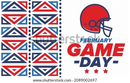 Game Day. American football playoff. Football Party in United States. Final game of regular season. Professional team championship. Ball for american football. Sport poster design. Vector illustration