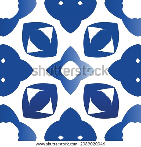 Ornamental azulejo portugal tiles decor. Stylish design. Vector seamless pattern concept. Blue gorgeous flower folk print for linens, smartphone cases, scrapbooking, bags or T-shirts.