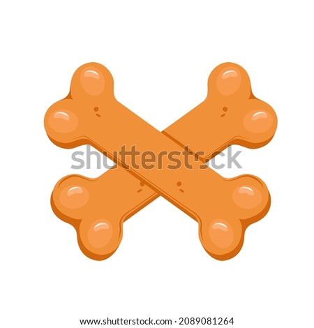 Dog biscuits bone are a cross-folded. Treat for animals. Vector cartoon illustration on a white isolated background.