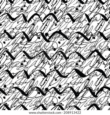 Seamless black and white artistic expression vector pattern 