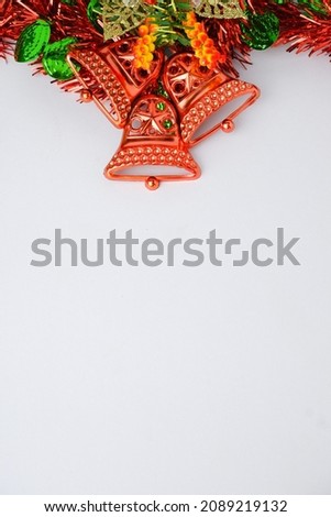 christmas red bells isolated on white background with copy space