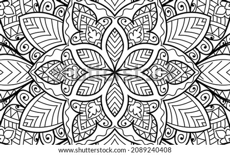 Decorative Mandala page zen tangle design colouring book page for adults vector illustration template Vintage, pattern, decorative, elements, Henna, Mehndi