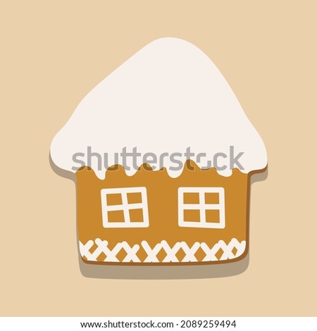 One vector element on pink background. Feast of Christmas. Gingerbread or gingerbread with white icing. Christmas illustration