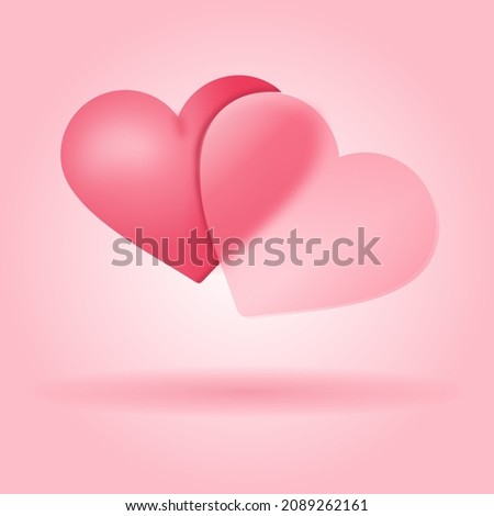 February 14 beautiful hearts in love pink glass modern delicate background I love you icon illustration frosted glass pink greeting card