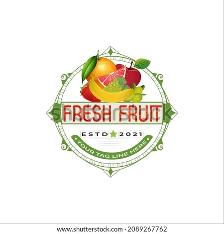 fresh fruit logo design template 