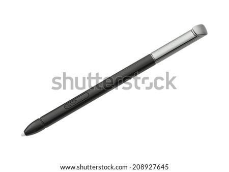 Stylus pen for touchscreen tablet isolated on white background Royalty-Free Stock Photo #208927645