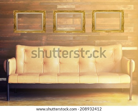 vintage sofa and frame, retro filter
