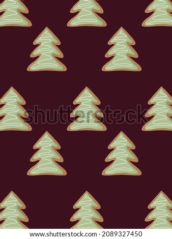 Christmas cookie wallpaper. Christmas tree pattern.