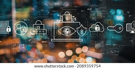 Data Privacy concept with blurred city abstract lights background