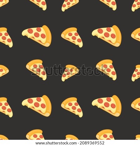 Pizza Icon Emoji Pattern. Pizzeria Seamless Background Symbols. Doodle Emoticon Illustration Design Vector.