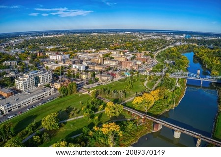 Aerial View of Grand Forks, North Dakota in Autumn Royalty-Free Stock Photo #2089370149